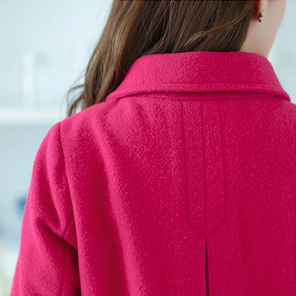 CHAMSGEND New Petite Wool Coat Female Autumn Winter Woolen Coat 2019 Ladies Long Cloak Waisted Overcoat Plus Size 1004