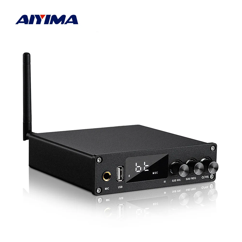 

AIYIMA аудио TPA3116 Bluetooth усилитель Hifi стерео 2,1 каналов 50 Вт x2 + 100 Вт коаксиальный/оптический/HDMI микрофон для караоке Amp USB музыкальный плеер