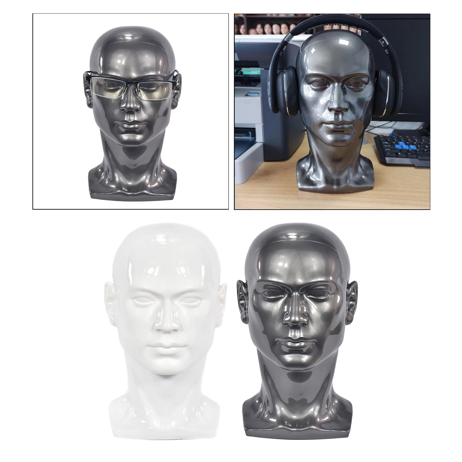 PVC Male Mannequin Head Realistic Man Dummy Wig Mannequin for Hat Sunglass Headset Display Stand Manikin Head Model PVC Male Mannequin Head Realistic Man Dummy Wig Mannequin for Hat Sunglass Headset Display Stand Manikin Head Model