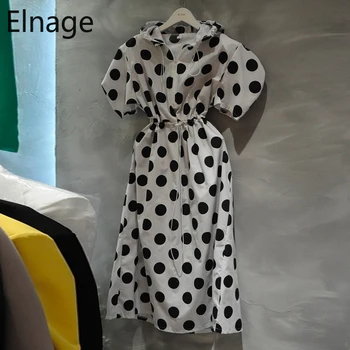 Elnage Korean Summer Women's Polka Dot Dress Waist Slimming Drawstring Pleated High-waist Short Sleeve Vestidos Clothes 5A714
Elnage Korean Summer Women's Polka Dot Dress Waist Slimming Drawstring Pleated High-waist Short Sleeve Vestidos Clothes 5A714