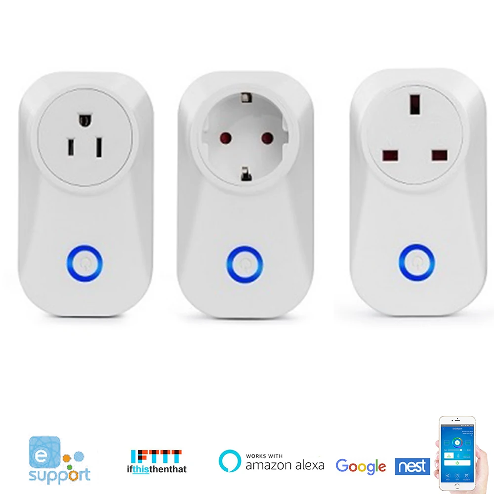 Smart Plug EU/UK/US Remote control WIFI Smart socket via smartphone IFTTT work with Alexa echo Google Assistant
Smart Plug EU/UK/US Remote control WIFI Smart socket via smartphone IFTTT work with Alexa echo Google Assistant