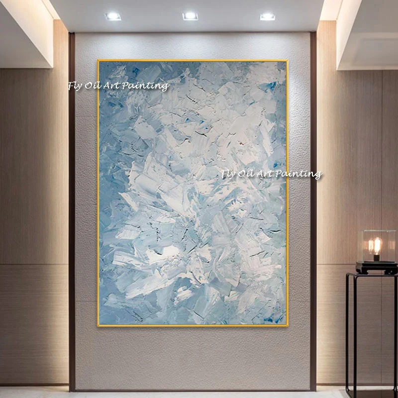 

Abstract Blue Color Oil Painting 100% Hand-painted Wall Pictures Canvas Art Unframed Texture Artwork For Living Room Decoration