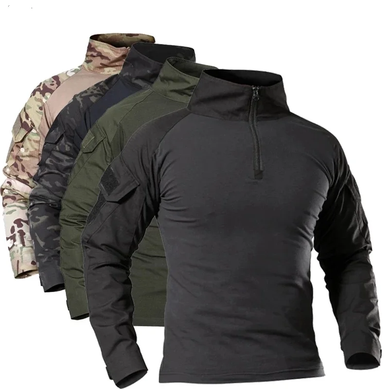 Men's Outdoor Tactical Hiking T-Shirts Military Army Camouflage Long Sleeve Hunting Climbing Shirt Male Breathable Frog Clothes | Мужская