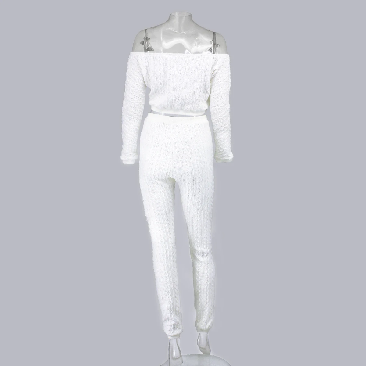 Knitted 2 Piece Set Women Long Sleeve Crop Tops And Long Pants Knitted 2 Piece Set Women Long Sleeve Crop Tops And Long Pants
