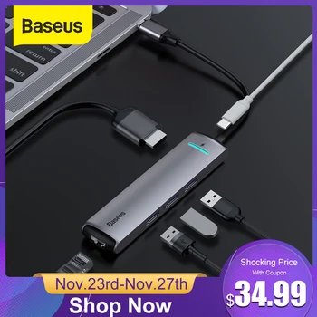 Baseus USB C HUB to USB 3.0 to Multi HDMI USB 3.0 RJ45 Carder Reader OTG Adapter for MacBook Pro Air USB Dock Type C HUB 
Baseus USB C HUB to USB 3.0 to Multi HDMI USB 3.0 RJ45 Carder Reader OTG Adapter for MacBook Pro Air USB Dock Type C HUB