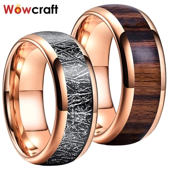 8mm Rose Gold Tungsten Carbide Rings Wedding Engagement Bands for Men Women Meteorite&Koa Wood Inlay Domed Comfort Fit
8mm Rose Gold Tungsten Carbide Rings Wedding Engagement Bands for Men Women Meteorite&Koa Wood Inlay Domed Comfort Fit