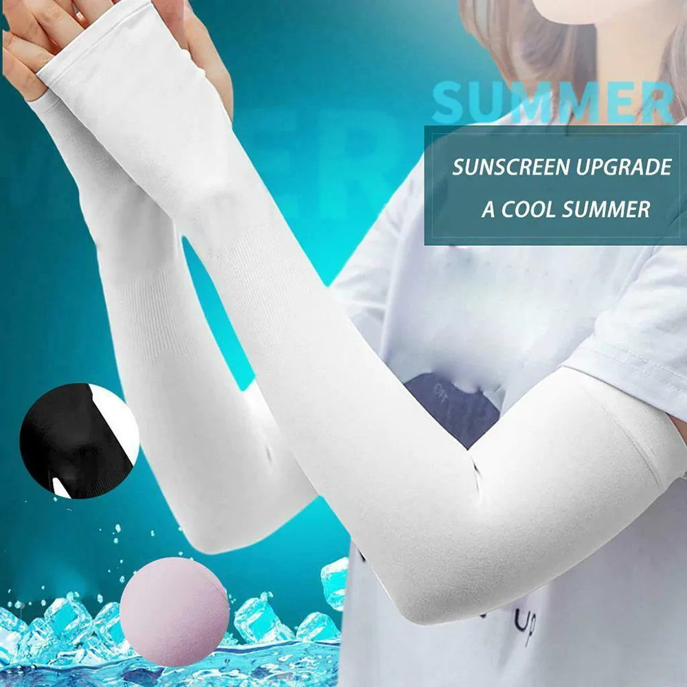 

2PCS Sport Arm Sleeves UV Sun Protect Anti-Slip Ice Silk Sleeve Sunscreen Cuff Summer Men Women Gloves Outdoor Riding New