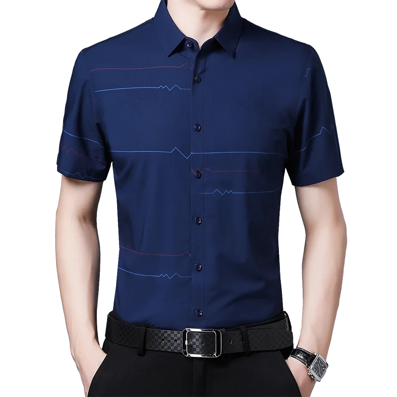 BROWON Summer 2020 Shirts for Men Thin Short Sleeved Striped Printed Fall Shirt Male Work Business Turn-Down Collar Mens Shirts
BROWON Summer 2020 Shirts for Men Thin Short Sleeved Striped Printed Fall Shirt Male Work Business Turn-Down Collar Mens Shirts