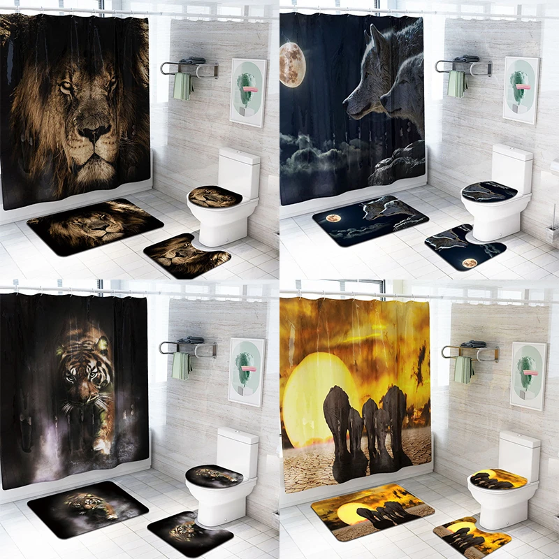 3D Animal Print Shower Curtain Set Mat Bathroom Waterproof Curtain Tiger Elephant Toilet Cover Bath Mat Rug Bathroom Curtain Set
3D Animal Print Shower Curtain Set Mat Bathroom Waterproof Curtain Tiger Elephant Toilet Cover Bath Mat Rug Bathroom Curtain Set