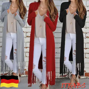 Fashion Women's Tassel Long Cardigan Jacket Outerwear Tops Lady Autumn Spring Coat Solid Elegant Long Sleeve Coat
Fashion Women's Tassel Long Cardigan Jacket Outerwear Tops Lady Autumn Spring Coat Solid Elegant Long Sleeve Coat