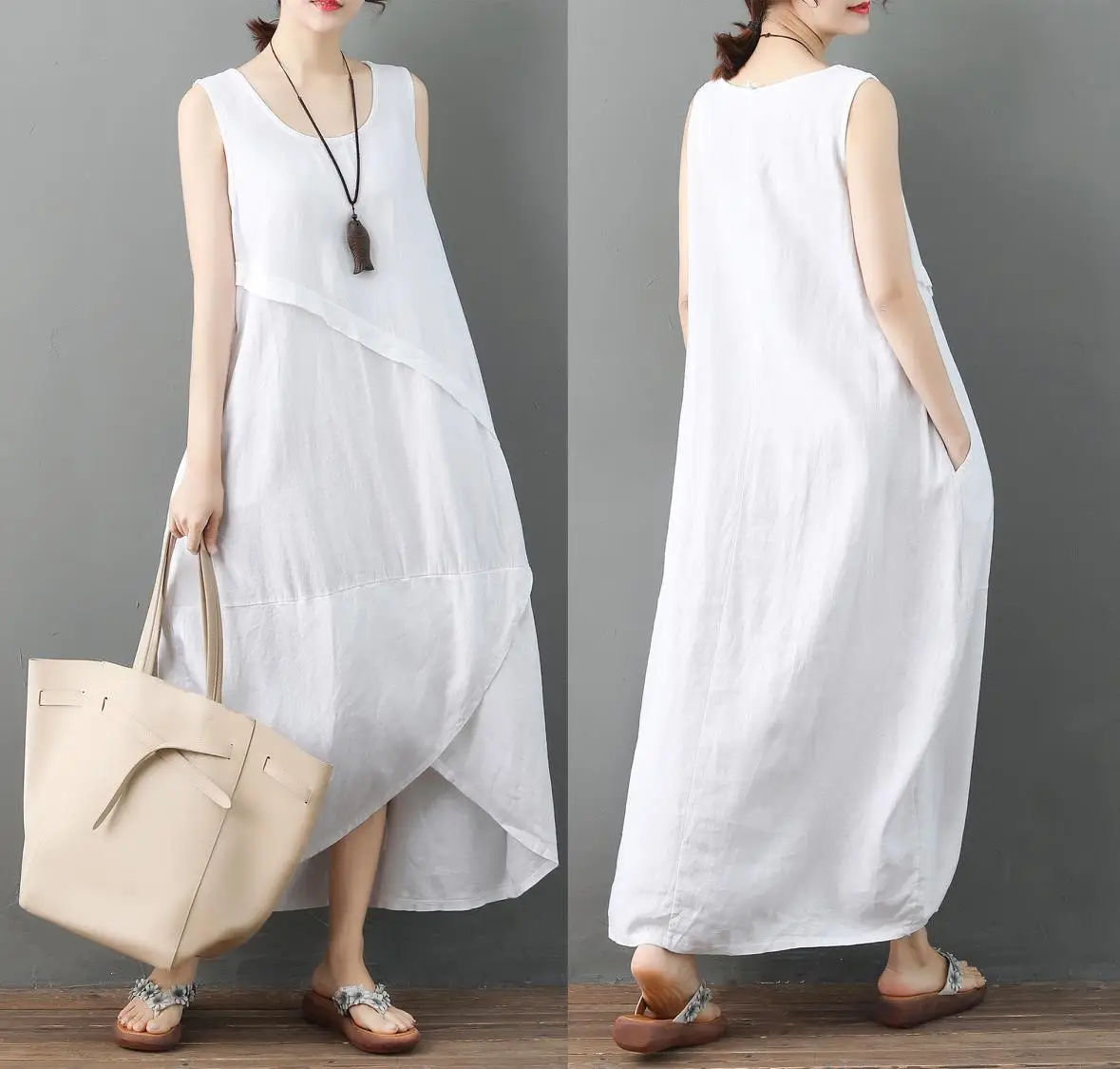 2019 Summer New Solid Color Cotton and Linen Large Size Women's Sleeveless Skirt Irregular Thin Dress
2019 Summer New Solid Color Cotton and Linen Large Size Women's Sleeveless Skirt Irregular Thin Dress