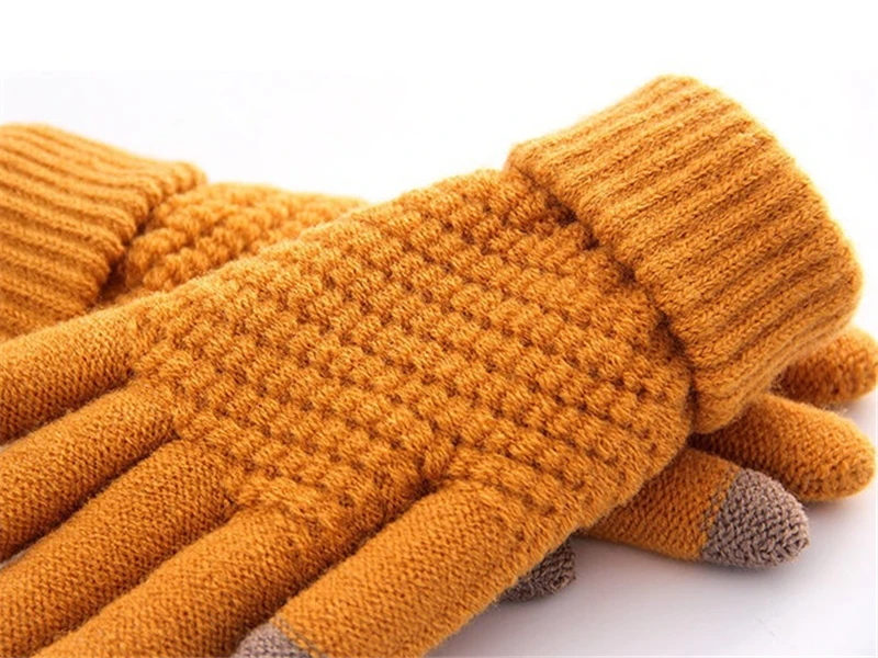 Fashion Autumn Winter Knitted Gloves Touchscreen Warm Jacquard Soft Velvet Lining Cold Weather Outdoor Women Men Couple Mitten