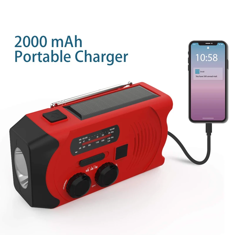 Emergency SOS Alarm Weather Radio Hand Crank Solar Power LED Flashlight Outdoor Tool SGA998
Emergency SOS Alarm Weather Radio Hand Crank Solar Power LED Flashlight Outdoor Tool SGA998