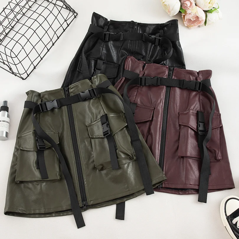Taotrees Autumn Belt High Waist Slimming A Word Half Body PU Leather Tooling Short Skirt
Taotrees Autumn Belt High Waist Slimming A Word Half Body PU Leather Tooling Short Skirt