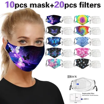 10PC Reusable 3 Layers Mask For Face Women Fabric Cotton Mouth Masks With Filters Cotton Mascarilla With Print Cool Design 
10PC Reusable 3 Layers Mask For Face Women Fabric Cotton Mouth Masks With Filters Cotton Mascarilla With Print Cool Design