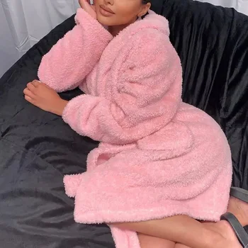 HEFLASHOR Winter Warm Casual Robes Ear Hooded Bathrobe Plush Robe V Neck Long Sleeve Shawl Kimono Warm Bath Robes Coat 
HEFLASHOR Winter Warm Casual Robes Ear Hooded Bathrobe Plush Robe V Neck Long Sleeve Shawl Kimono Warm Bath Robes Coat