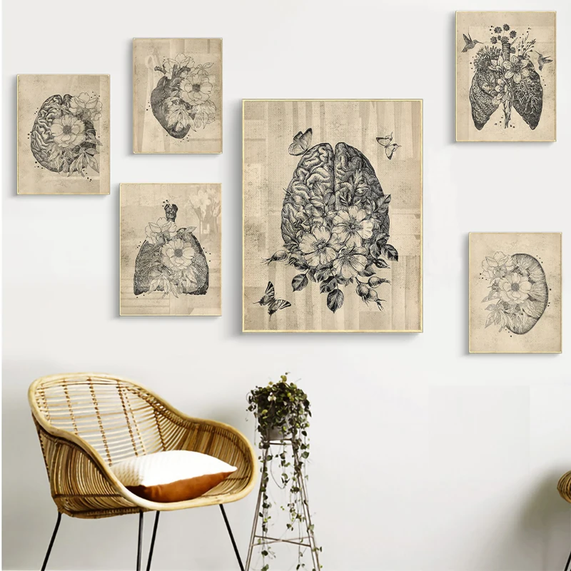 Antique Floral Anatomy Poster Heart Lungs Brain Medical Wall Art Print Canvas Painting Abstract Picture Clinic Home Decoration
Antique Floral Anatomy Poster Heart Lungs Brain Medical Wall Art Print Canvas Painting Abstract Picture Clinic Home Decoration
