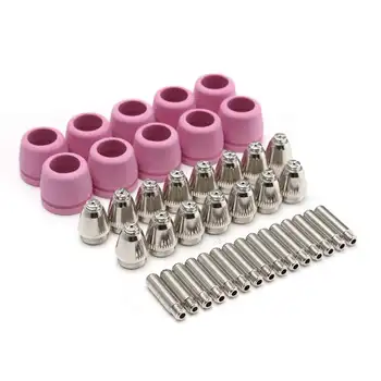 Newest 40Pcs Plasma Cutter Consumables Kit Electrodes Nozzles Tips Shield Cup Set For LTP5000D LTP6000 LTPDC2000D Welding Torch 
Newest 40Pcs Plasma Cutter Consumables Kit Electrodes Nozzles Tips Shield Cup Set For LTP5000D LTP6000 LTPDC2000D Welding Torch