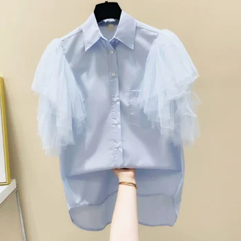 2020 Summer Blouse Women New Sweet Mesh Stitching Small Flying Sleeve Design Top Ladies Elegant Shirt Female Blusas Ropa Mujer
2020 Summer Blouse Women New Sweet Mesh Stitching Small Flying Sleeve Design Top Ladies Elegant Shirt Female Blusas Ropa Mujer