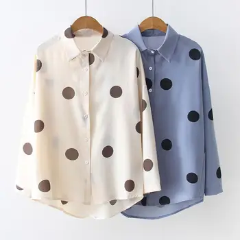 Polo Dot Long Sleeve Chiffon Shirt Top For Women Turndown Collar Solid Color Button Shirt Bottoming Spring Summer Wild Shirts#C3
Polo Dot Long Sleeve Chiffon Shirt Top For Women Turndown Collar Solid Color Button Shirt Bottoming Spring Summer Wild Shirts#C3
