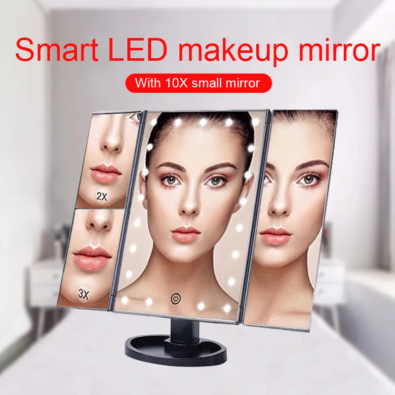 Bathroom Beauty Gifts LED Table Mirror Folding Portable Makeup Home Decor Cosmetic Mirror Lamp Mirrors USB Luminous
Bathroom Beauty Gifts LED Table Mirror Folding Portable Makeup Home Decor Cosmetic Mirror Lamp Mirrors USB Luminous