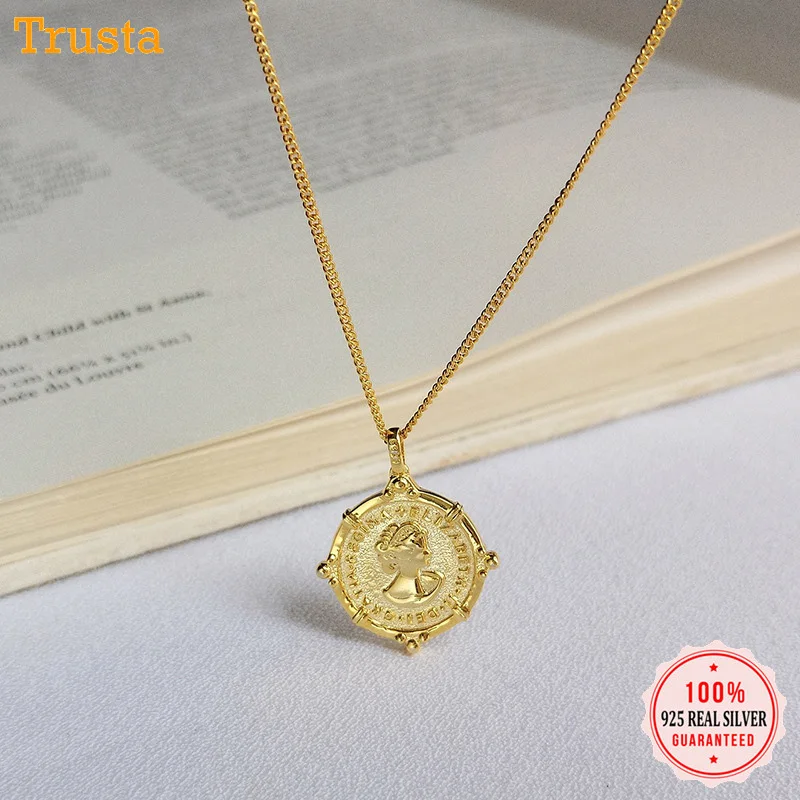 Trusta Coin Necklace 925 Silver Pendant Charm Gold Solid Stuff Women Head Emboss Necklace 925 Jewelry DS1553-22
Trusta Coin Necklace 925 Silver Pendant Charm Gold Solid Stuff Women Head Emboss Necklace 925 Jewelry DS1553-22