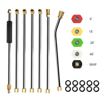 High Pressure Washer Extension Wand Spray Gun Replacement Lance 1/4'' Quick Connector 4000 PSI Clean Rod with 5 Spray Nozzles
High Pressure Washer Extension Wand Spray Gun Replacement Lance 1/4'' Quick Connector 4000 PSI Clean Rod with 5 Spray Nozzles