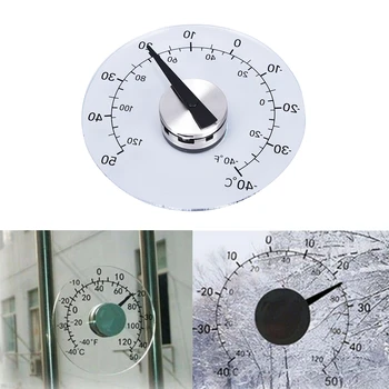 Clear Fahrenheit /Celsius Degrees Circular Window Outdoor Thermometer Hygrometer Temperature Humidity Meter Clock Weather Tool