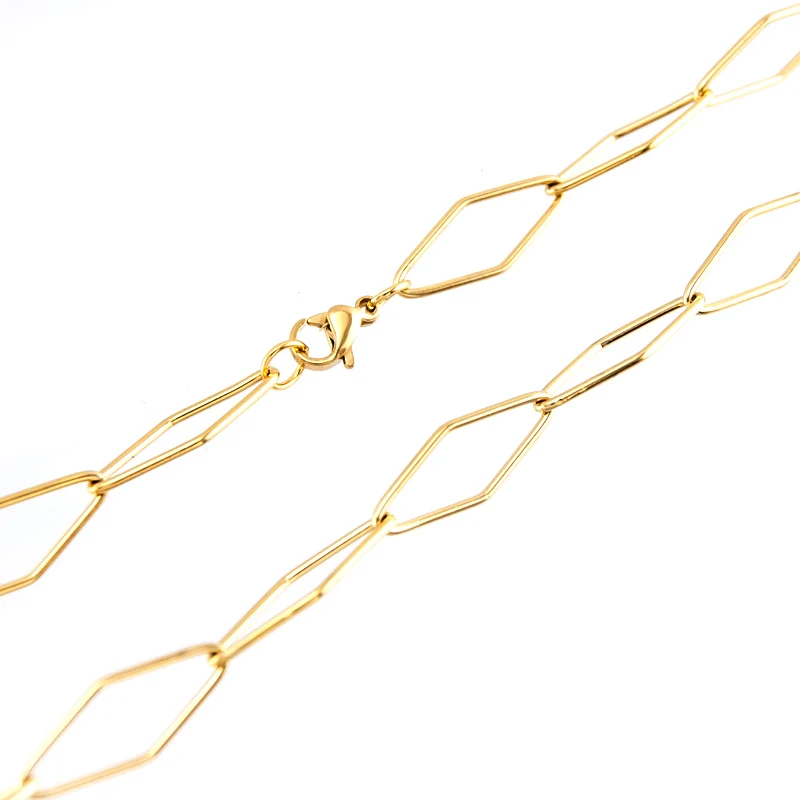 

Stainless Steel square Unique necklace women choker long rhombus link chain necklace silver/gold color collares de moda 2019