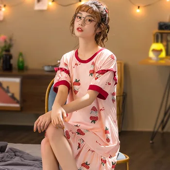 Women Summer Korean Version of Short-sleeved Ladie Nightdresses Loose Large Size Casual Homewear Comfortable Cute Nightskirt
Women Summer Korean Version of Short-sleeved Ladie Nightdresses Loose Large Size Casual Homewear Comfortable Cute Nightskirt