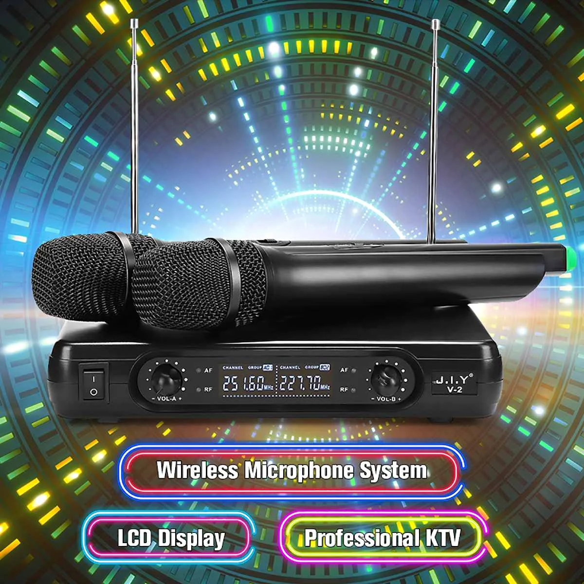 2 Channel Dual Cordless Handheld Mic Wireless Microphone System With LCD Display High-fidelity Stability Large Receiving
2 Channel Dual Cordless Handheld Mic Wireless Microphone System With LCD Display High-fidelity Stability Large Receiving