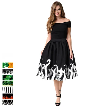 A new full-size pleated skirt for women's full skirt with four-leaf digital print 
A new full-size pleated skirt for women's full skirt with four-leaf digital print