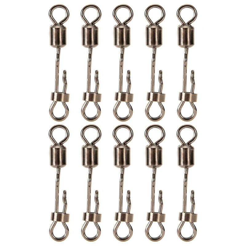 10Pcs Newest Fishing Swivel with Hanging Snap Rolling Ball Barrel Swivel with Safety Snaps Fishing Line Connector
10Pcs Newest Fishing Swivel with Hanging Snap Rolling Ball Barrel Swivel with Safety Snaps Fishing Line Connector