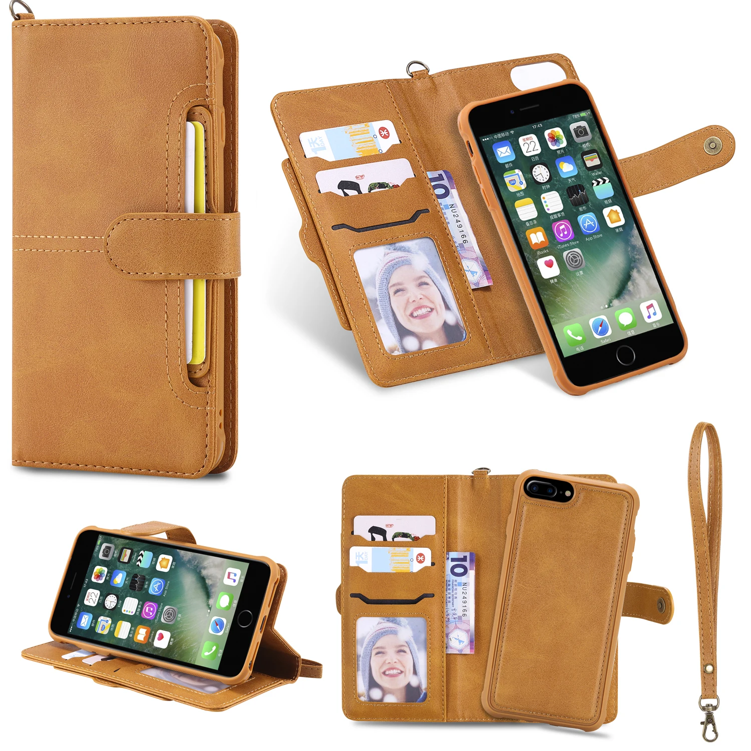 Vintage Leather Wallet Case for iphone 8 Plus Case 2-in-1 Flip Card Slots Anti-Knock with Lanyard for iphone 6 7 X XS XR Capinha
Vintage Leather Wallet Case for iphone 8 Plus Case 2-in-1 Flip Card Slots Anti-Knock with Lanyard for iphone 6 7 X XS XR Capinha