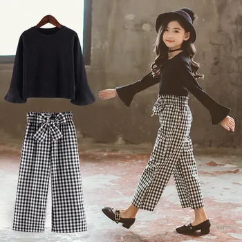 2020 Kids Girls Clothes Sets Long Sleeve T-shirts + Plaid Wide Leg Pants Autumn Children's Clothing Teenage for 7 8 10 12 Years 
2020 Kids Girls Clothes Sets Long Sleeve T-shirts + Plaid Wide Leg Pants Autumn Children's Clothing Teenage for 7 8 10 12 Years