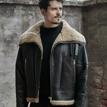 

Winter Jacket Men Fur Coat Real Sheep Shearling Fur Coat Korean Vintage Real Leather Jacket Men Jaqueta Couro 826 YY478