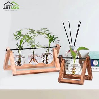 Glass and Wood Vase Planter Terrarium Table Desktop Hydroponics Plant Bonsai Flower Pot Hanging Pots with Wooden Tray Home Decor
Glass and Wood Vase Planter Terrarium Table Desktop Hydroponics Plant Bonsai Flower Pot Hanging Pots with Wooden Tray Home Decor