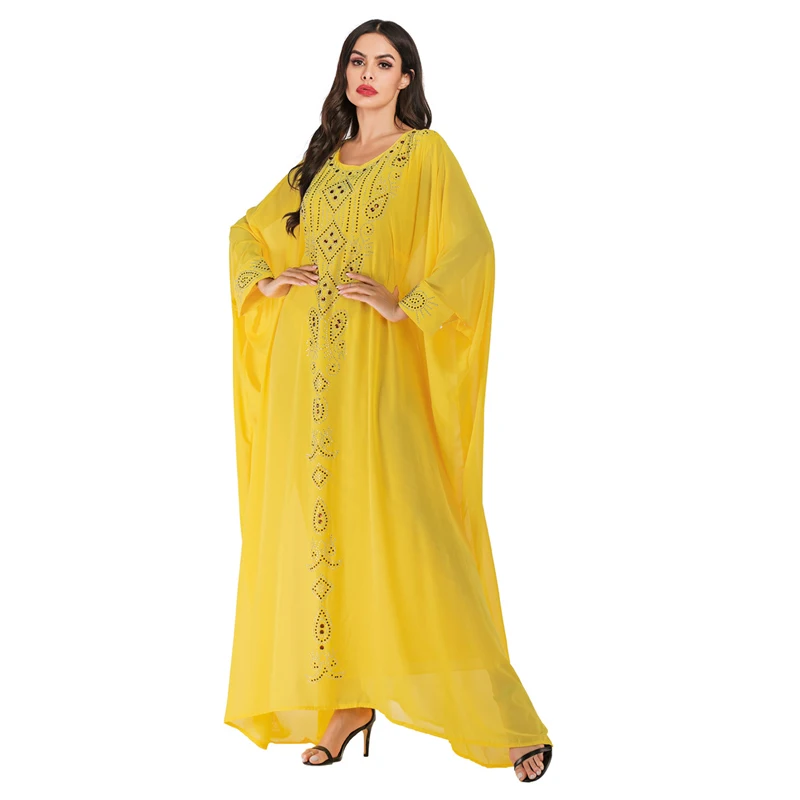Chiffon Rhinestone Beading Double-layer Ethnic Dress Batwing Sleeve Muslim Abaya Dubai Arab Ramadan Robe Moroccan Gown VKDR1750
Chiffon Rhinestone Beading Double-layer Ethnic Dress Batwing Sleeve Muslim Abaya Dubai Arab Ramadan Robe Moroccan Gown VKDR1750