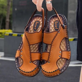 Merkmak New Casual Men Soft Sandals Comfortable Men Leather Men's slippers Men Roman Summer Outdoor Beach Sandals Big Size 38-45
Merkmak New Casual Men Soft Sandals Comfortable Men Leather Men's slippers Men Roman Summer Outdoor Beach Sandals Big Size 38-45