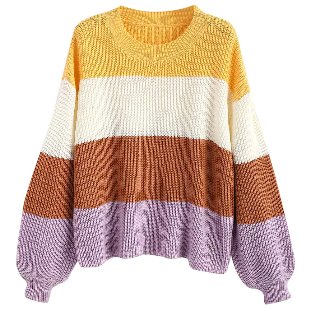 ZAFUL Color Block Stripes Pullover Sweater Women O-Neck Oversize Sweaters Lantern Sleeve Warm Pullovers Autumn Winter Loose Tops
ZAFUL Color Block Stripes Pullover Sweater Women O-Neck Oversize Sweaters Lantern Sleeve Warm Pullovers Autumn Winter Loose Tops