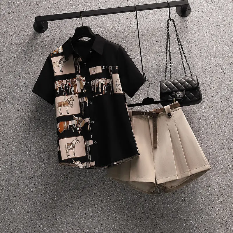 Large Size Pant Short Suits Women's Clothing Summer 2022 New Korean Style Shirt Cover Belly Thin Shorts Two Piece Tracksuit Hot
Large Size Pant Short Suits Women's Clothing Summer 2022 New Korean Style Shirt Cover Belly Thin Shorts Two Piece Tracksuit Hot
