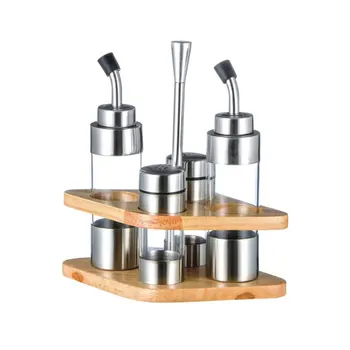 Stainless Steel Cooking Seasoning Oil Vinegar Bottle Dispenser Shaker Sauce Storage Kitchen Tools With rhombus wood base
Stainless Steel Cooking Seasoning Oil Vinegar Bottle Dispenser Shaker Sauce Storage Kitchen Tools With rhombus wood base