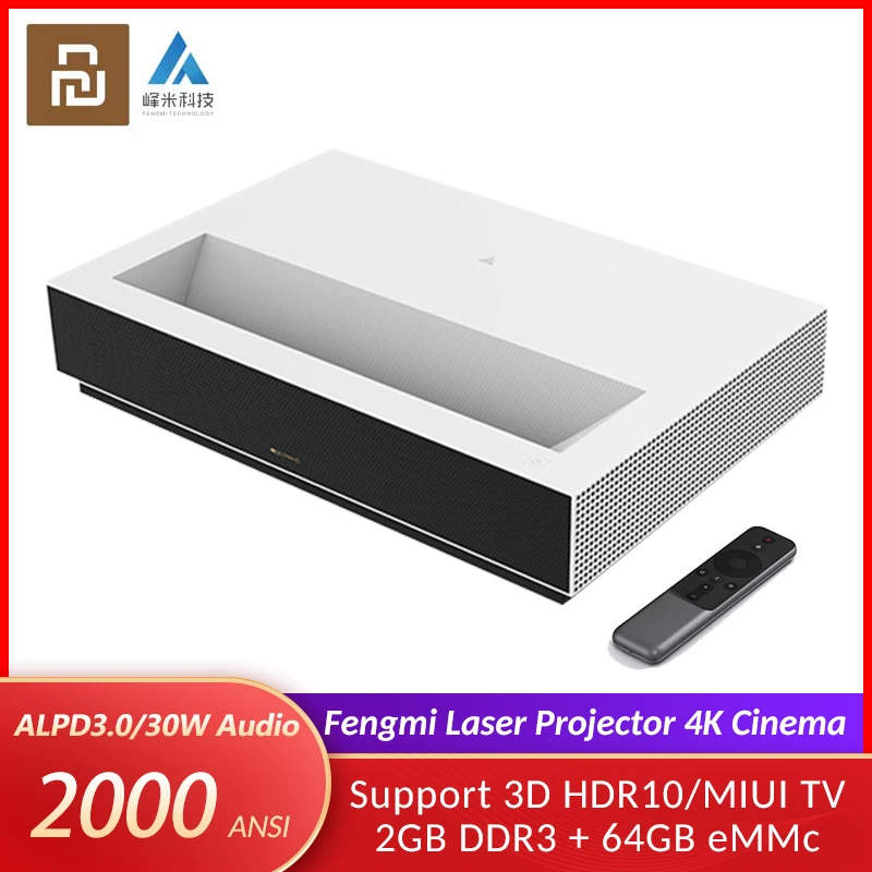 Фото Оригинальный лазерный проектор Youpin Fengmi TV 4K Cinema White ALPD 2000ANSI Lumens Smart 2 4G/5G Wifi MIUI
