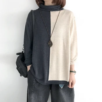 Turtleneck Sweater Women New Fall and Winter Pullover Color Blocking T-shirt Loose Large Foreign Style Long Sleeve Base Outside
Turtleneck Sweater Women New Fall and Winter Pullover Color Blocking T-shirt Loose Large Foreign Style Long Sleeve Base Outside