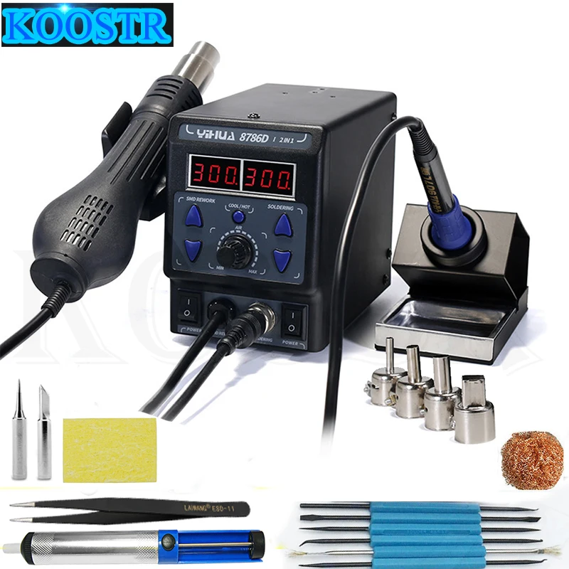 YIHUA 8786D-I 2 in 1 Digital Display Rework Soldering Station BGA Welding Machine Circuit Repair Heat Gun Has Hot And Cold Air
YIHUA 8786D-I 2 in 1 Digital Display Rework Soldering Station BGA Welding Machine Circuit Repair Heat Gun Has Hot And Cold Air