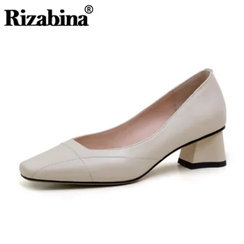 RIZABINA Fashion Women Pumps Shoes Thick Heels Small Square Toe Shoes Women Real Genuine Leather Office Work Footwear Size 34-40 
RIZABINA Fashion Women Pumps Shoes Thick Heels Small Square Toe Shoes Women Real Genuine Leather Office Work Footwear Size 34-40