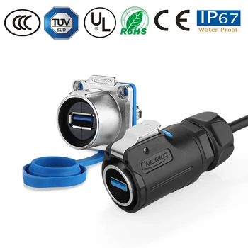 Waterproof IP67 Connector USB3.0 Connect Waterproof Aviation Plug Socket Connector M24 with Cover Plate Installation Socket 
Waterproof IP67 Connector USB3.0 Connect Waterproof Aviation Plug Socket Connector M24 with Cover Plate Installation Socket