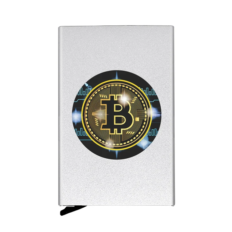 High Quality Metal Men Women Credit Card Holder Cryptocurrency Bitcoin Design Printing Travel ID Cardholder Case Rfid Wallet | Багаж и