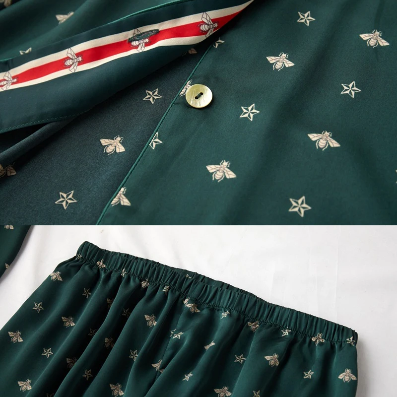 Loungewear Homewear Print Long Sleeve Green Night Suit Home Clothes Satin Pajamas Set Women Summer Sleepwear PJS Girls Plus Siz
Loungewear Homewear Print Long Sleeve Green Night Suit Home Clothes Satin Pajamas Set Women Summer Sleepwear PJS Girls Plus Siz