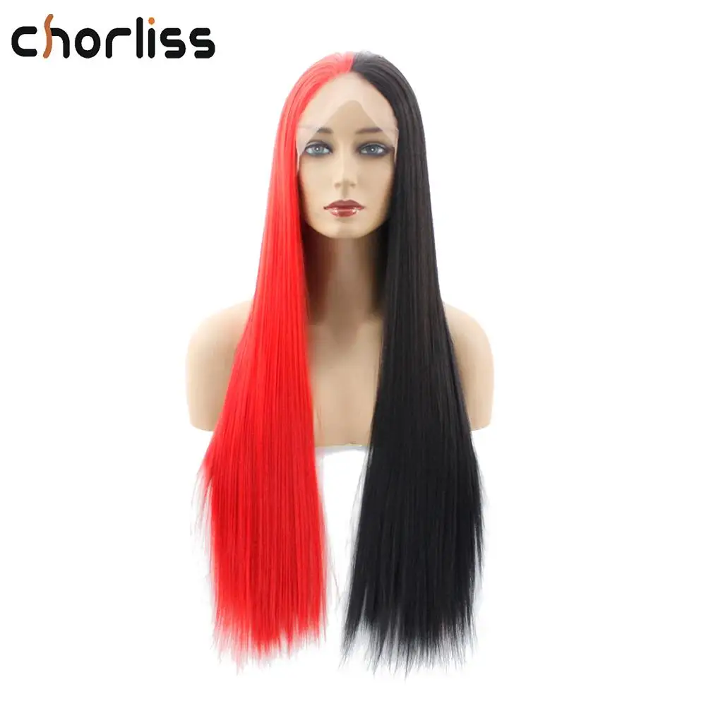 Chorliss 24 &quotдлинные прямые синтетические кружевные передние парики двойной цвет